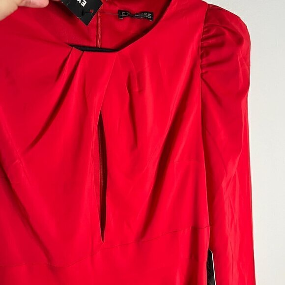 NWT Express bright red keyhole long sleeve dress - Picture 2 of 6